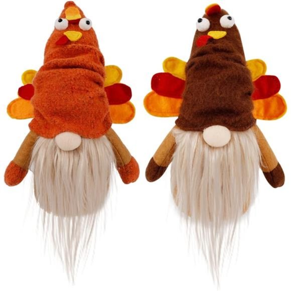 Fall Gnome Thanksgiving Decorations, Set of 2 Turkey Gnomes Plush Tomte - Picture 1 of 7